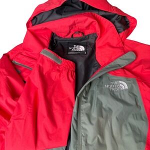 The North Face HyVent Rain Jacket Womens Small Red Green Excellent Colorblock